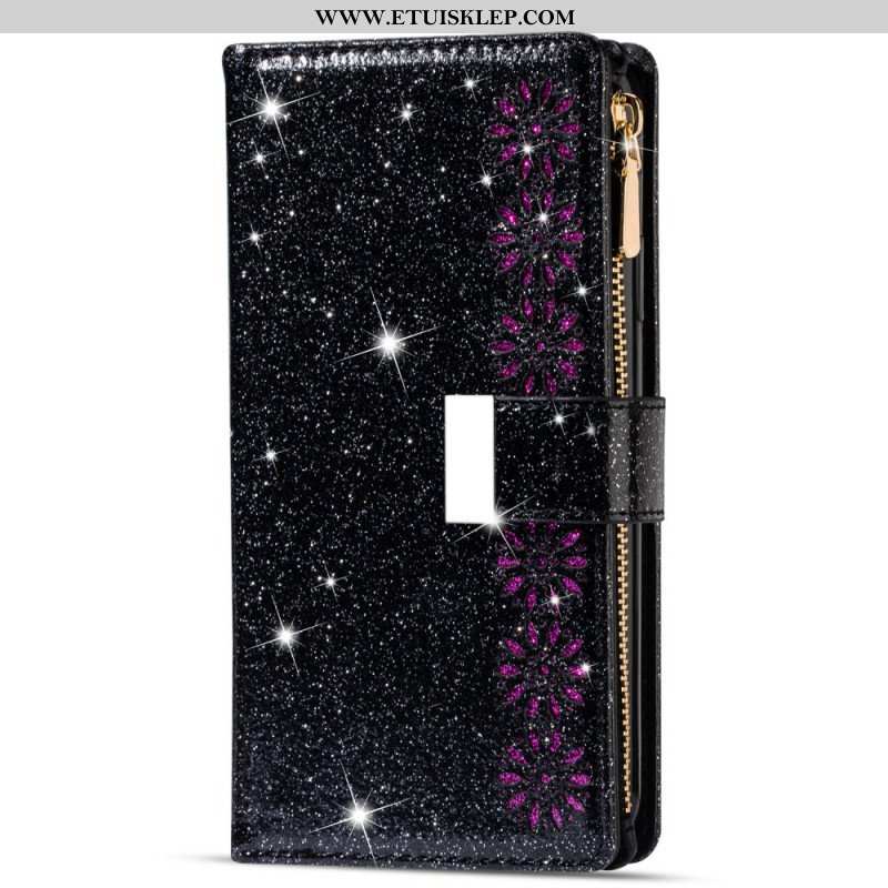 Etui Folio do Samsung Galaxy Z Fold 3 5G Portfel Cekinowy Portfel Zapinany Na Zamek